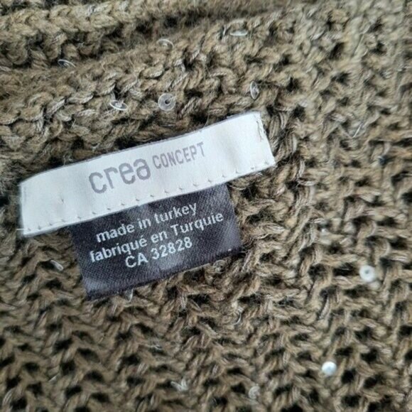 CREA CONCEPT Cable Knit Sweater Tunic Drop Shoulders Relaxed Fit Sz L - Picture 9 of 11